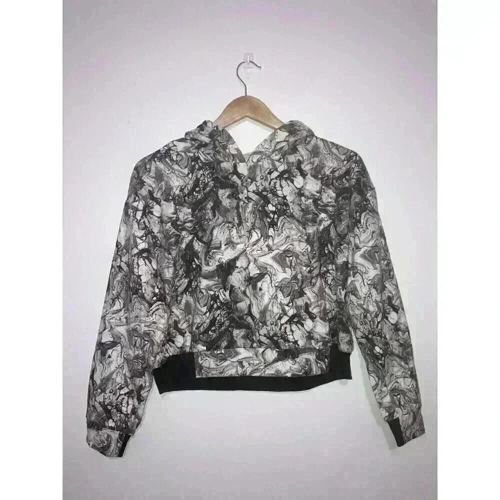 NEW Zella Girls Marbel Print hoodie Long Sleeve Sweatshirt Size XL 14-16